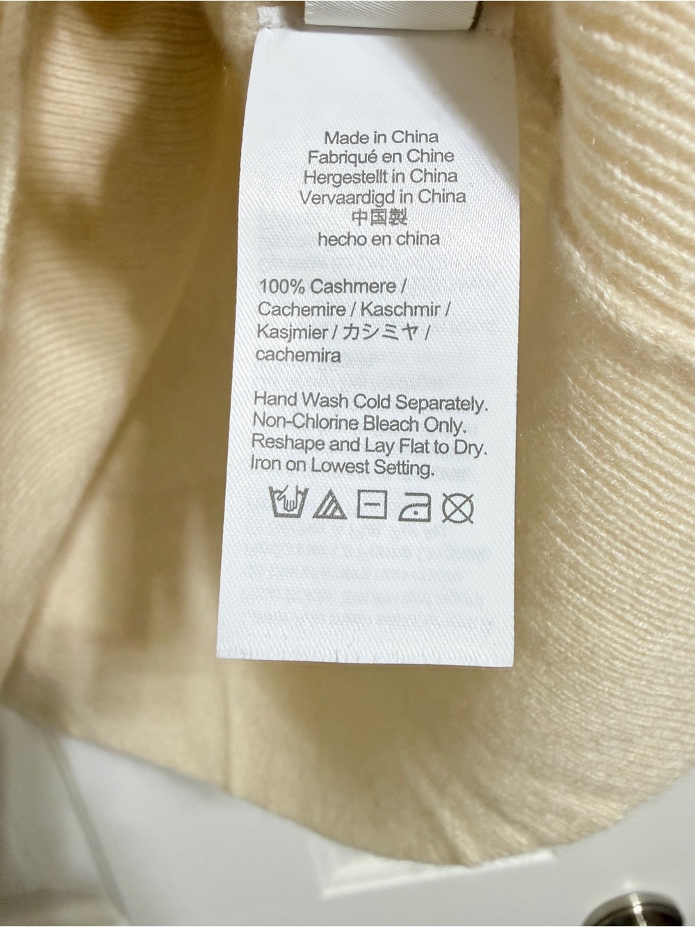 J.Crew 100% Cashmere classic-fit crewneck cream off-white sweater size large - Picture 7 of 7